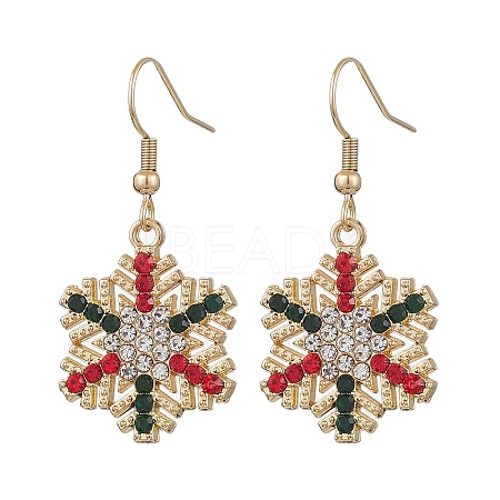 Christmas Alloy Rhinestone Dangle Earrings EJEW-JE06121-02-1