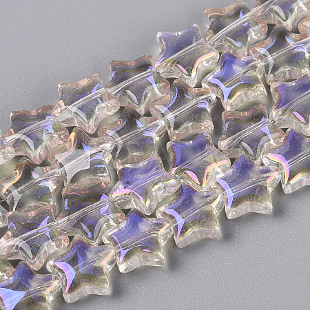 Electroplate Transparent Glass Beads Strands EGLA-N056-04A-A02-1
