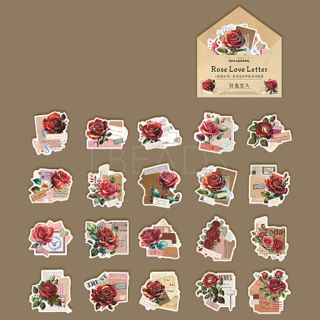 20Pcs Flower Paper Stickers WG64556-01-1