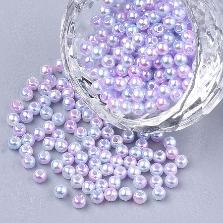 Rainbow ABS Plastic Imitation Pearl Beads X-OACR-Q174-10mm-01-1