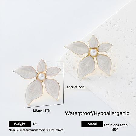 304 Stainless Steel Enamel Stud Earrings for Women JJ0945-6-1