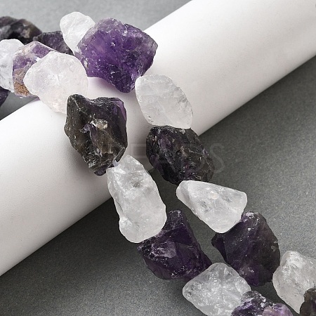 Natural Quartz Crystal and Amethyst Beads Strands G-S386-C14-1