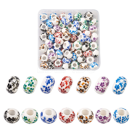 70Pcs 7 Colors Handmade European Porcelain Beads PORC-TA0001-04-1