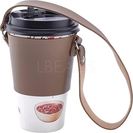 PU Leather Heat Resistant Reusable Cup Sleeve AJEW-GF0003-90C-1