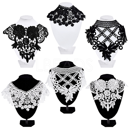 Gorgecraft 6Pcs 6 Style Milk Silk Embroidered Floral Lace Collar DIY-GF0005-42-1