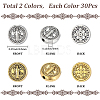 60Pcs 2 Colors Tibetan Style Alloy Beads EAER-SC0001-01-2