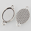 Tibetan Style Alloy Flat Oval Cabochon Connector Settings TIBE-M022-06AS-2