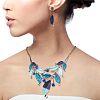 ANATTASOUL 2 Sets 2 Colors Alloy Enamel Leaf Dangle Stud Earrings & Bib Necklace SJEW-AN0001-49-4