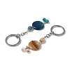 Iron with Alloy Natural Agate Pendant Keychain G-Q169-02P-2