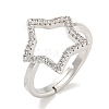 Star Rack Plating Brass Micro Pave Cubic Zirconia Adjustable Rings for Women RJEW-F162-13P-1