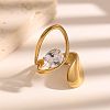 304 Stainless Steel Rhinestone Open Cuff Rings for Women WGC538A-01-4