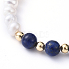 Natural Pearl & Natural Lapis Lazuli(Dyed) Beaded Bracelets BJEW-JB05153-04-2