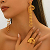 Vintage Alloy Hollowed-out Conch Shape Ring & Tassel Earrings Sets for Women LS-CY8500-3