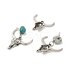 Synthetic Turquoise & Cattle Alloy Pendant Studs Earrings Sets SJEW-K002-01-2