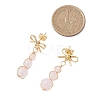 Natural Mixed Stone Bowknot with Round Dangle Stud Earrings EJEW-JE06780-4
