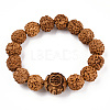 Natural Rudraksha Beaded Stretch Bracelet BJEW-N029-001-1