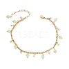 Cat Eye Round Tassel 304 Stainless Steel Twisted Chain Anklets for Women AJEW-AN00698-01-2