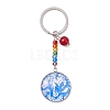 Blue and White Floral Printed Glass Keychains KEYC-JKC00554-2