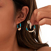 Synthetic Turquoise & Natural Freshwater Pearl & 925 Sterling Silver Hoop Earrings for Women EJEW-G412-03G-2