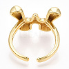 Brass Letter Open Cuff Rings for Women RJEW-G313-01W-G-2