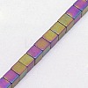 Electroplate Non-magnetic Synthetic Hematite Beads Strands G-J170B-3x3mm-04-3