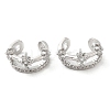 Rack Plating Brass Micro Pave Cubic Zirconia Star Cuff Earrings EJEW-E290-11P-1