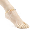 Natural Mixed Gemstone Column Beaded Anklet with Brass Paperclip Chains for Women AJEW-AN00494-3