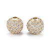 Brass Micro Pave Clear Cubic Zirconia Beads ZIRC-D274-02G-03-1