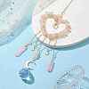Natural Rose Quartz Chip Beads with Brass Findings Pendant Decorations HJEW-JM01814-01-2