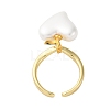 Brass Enamel Open Cuff Rings for Women RJEW-U057-21G-5
