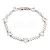 Brass Pave Cubic Zirconia Heart Link Chain Bracelets for Women KK-CBA68DA-10P-01-4