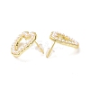 Plastic Imitation Pearl Beaded Hollow Out Heart Stud Earrings EJEW-F306-02G-3