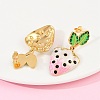 304 Stainless Steel Enamel Strawberry Dangle Stud Earrings LS-EJEW-A138-10G-02-2