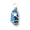 2Pcs Electroplated Natural Quartz Crystal Dyed Copper Wire Wrapped Pendants PALLOY-JF03169-02-3