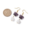 Butterfly Transparent Glass with Natural White Jade Dangle Earrings EJEW-JE05804-01-3