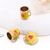 Alloy Enamel Mug Cup with Heart Miniature Ornaments PW-WG9EB43-04-1