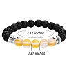 Synthetic Moonstone & Natural Lava Rock Round Beaded Stretch Bracelet BJEW-SW00060-04-7