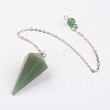 Natural Green Aventurine Hexagonal Pointed Dowsing Pendulums G-G956-D06-FF-2