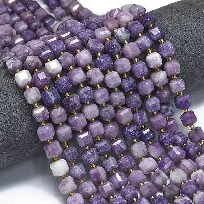 Natural Lepidolite/Purple Mica Stone Beads Strands G-K389-A32-01-1