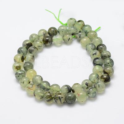 Natural Prehnite Beads Strands G-P322-48-6mm-1