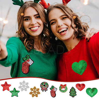 Christmas Theme Computerized Embroidery Polyester Iron On/Sew On Patches DIY-PH0023-25-1