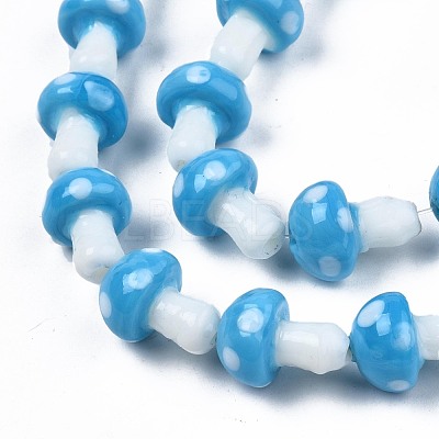 Mushroom Handmade Lampwork Beads Strands LAMP-R116-19A-1