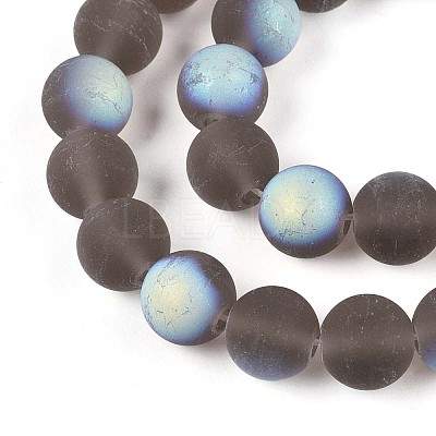 Frosted Transparent Glass Beads Strands GLAA-T032-T10mm-MBB02-1