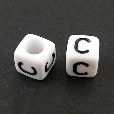 Letter Acrylic European Large Hole Beads X-OPDL-R050-10mm-C-1