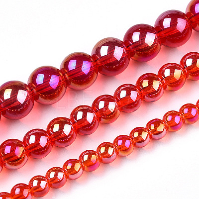 Electroplate Transparent Glass Beads Strands X-GLAA-T032-T8mm-AB09-1