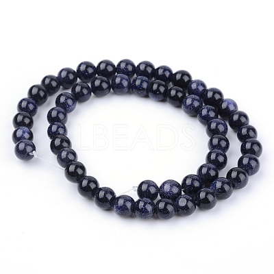 Synthetic Blue Goldstone Beads Strands G-Q462-10mm-28-1