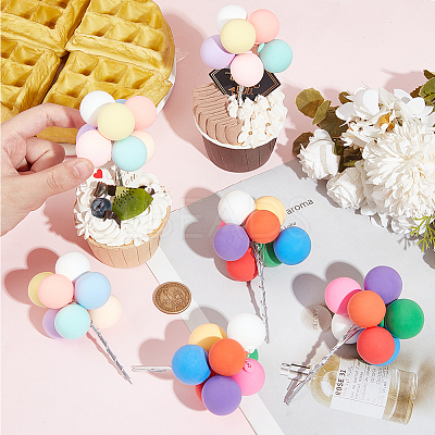 6Pcs 2 Colors Foam Cake Insert Card Decoration AJEW-SC0002-74-1