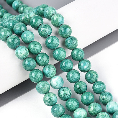 Dyed Synthetic Fossil Beads Strands G-T139-8mm-66E-1