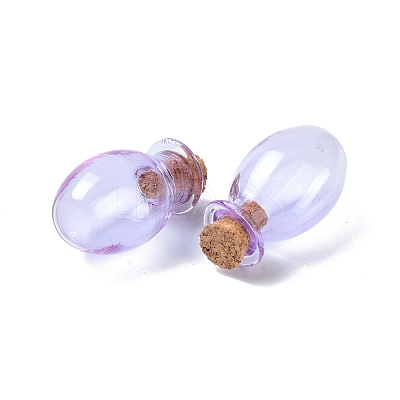 Oval Glass Cork Bottles Ornament AJEW-O032-03H-1
