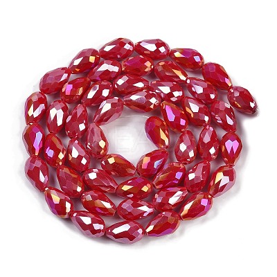 Opaque Solid Color Electroplate Glass Beads Strands EGLA-N013-P8mm-B07-1